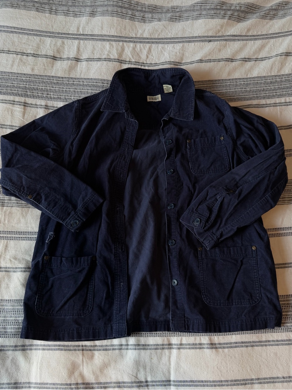 Vintage Cute Navy Corduroy Button Jacket
